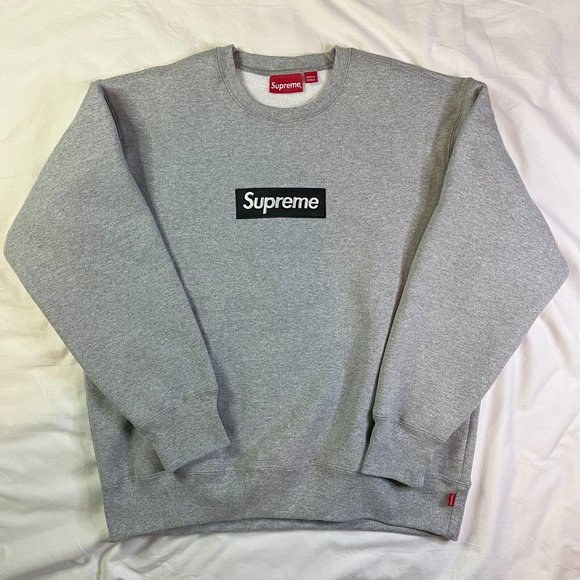 Supreme Box Logo Crewneck Heather Grey FW22 Size MEDIUM - Picture 4 of 9